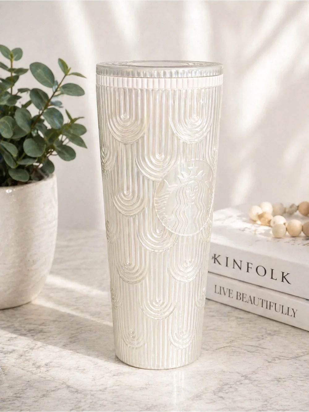 Starbucks Pearl Ivory Embossed Tumbler